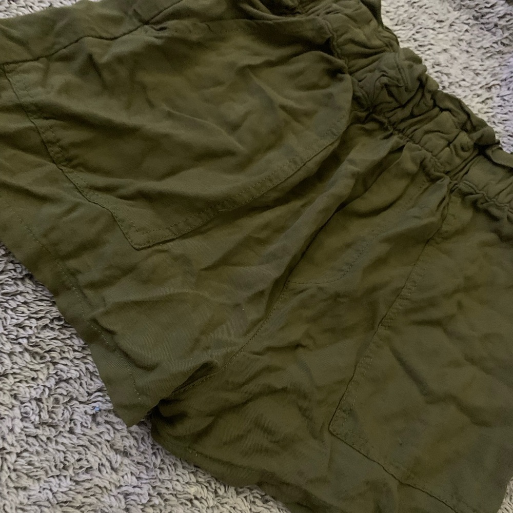 Army green Garage paperbag shorts